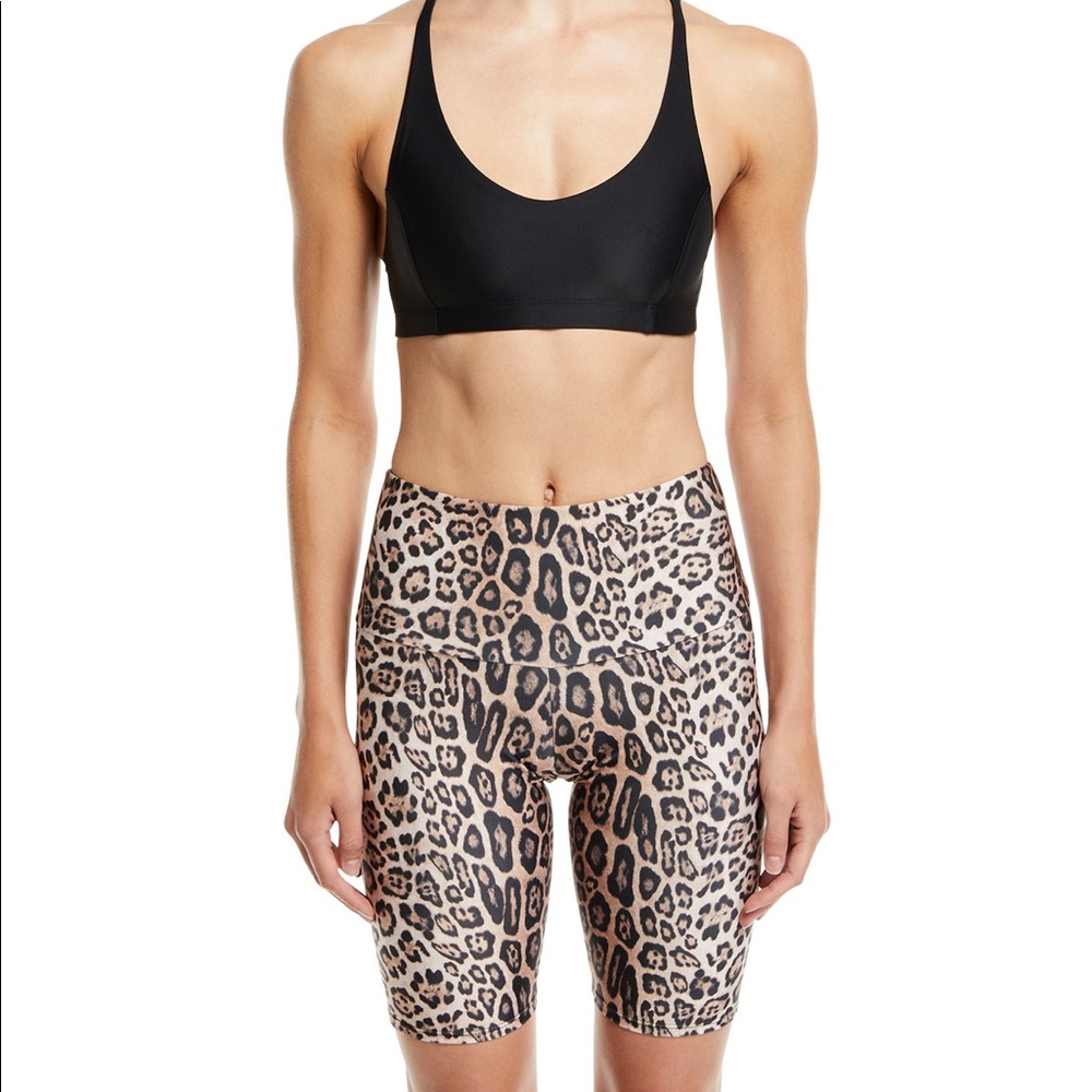 High-Rise Leopard-Print Activewear Bike Shorts